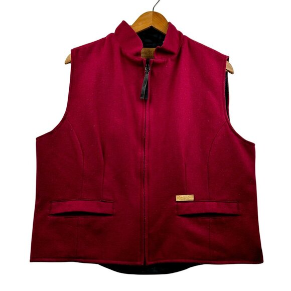 Powder River Outfitters Women's Wool Zip Vest Maroon Western Ranchwear SZ XL - Picture 1 of 9